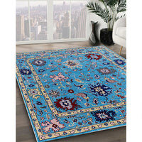 Mid-Century Modern Deep Turquoise Green Oriental Rug, urb2836