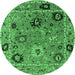 Round Oriental Emerald Green Industrial Rug, urb2836emgrn