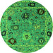 Round Oriental Green Industrial Rug, urb2836grn