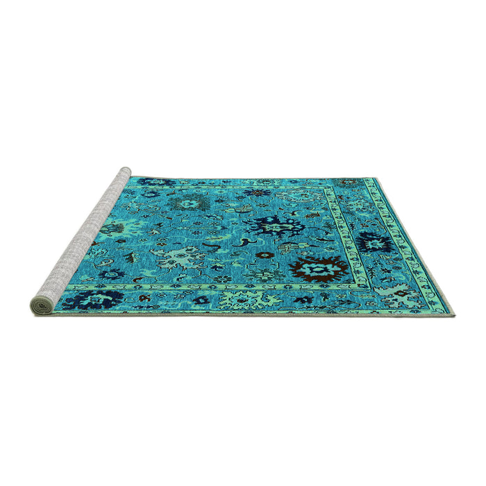 Sideview of Machine Washable Oriental Turquoise Industrial Area Rugs, wshurb2836turq