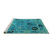 Sideview of Machine Washable Oriental Turquoise Industrial Area Rugs, wshurb2836turq