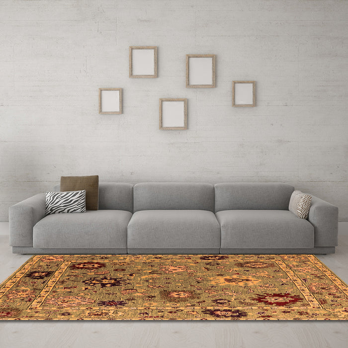 Machine Washable Oriental Orange Industrial Area Rugs in a Living Room, wshurb2836org