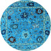 Round Oriental Light Blue Industrial Rug, urb2836lblu