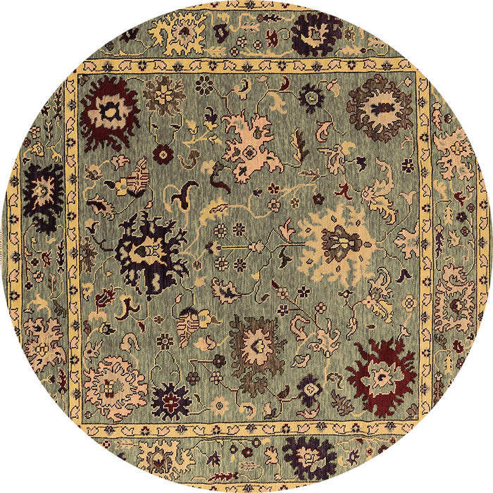 Round Machine Washable Oriental Brown Industrial Rug, wshurb2836brn