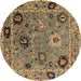 Round Machine Washable Oriental Brown Industrial Rug, wshurb2836brn