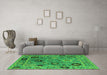 Machine Washable Oriental Green Industrial Area Rugs in a Living Room,, wshurb2836grn
