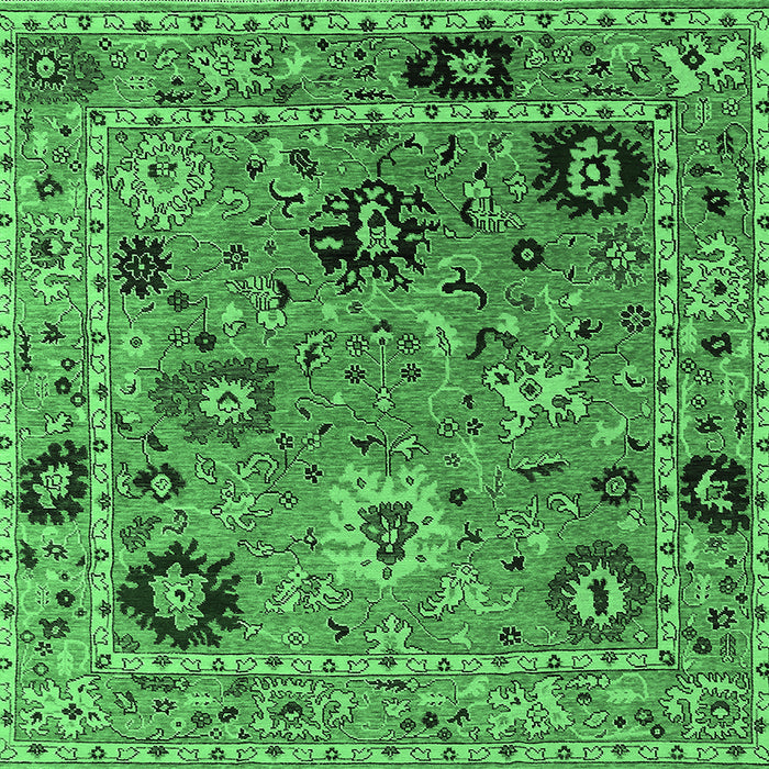 Square Oriental Emerald Green Industrial Rug, urb2836emgrn
