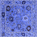 Square Machine Washable Oriental Blue Industrial Rug, wshurb2836blu