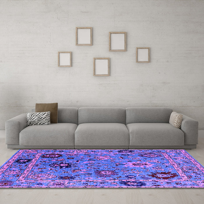 Machine Washable Oriental Purple Industrial Area Rugs in a Living Room, wshurb2836pur