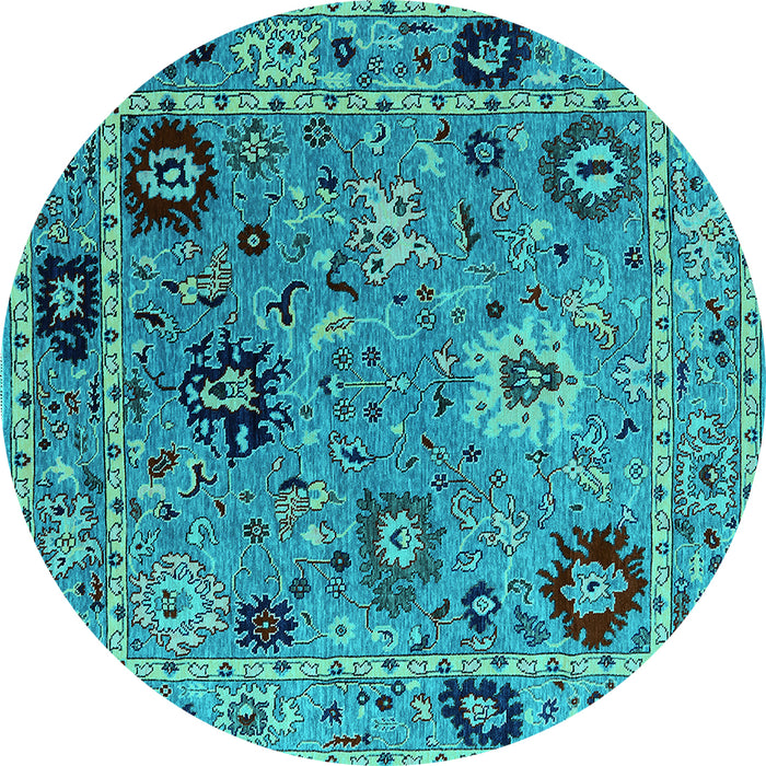 Round Machine Washable Oriental Turquoise Industrial Area Rugs, wshurb2836turq