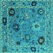 Square Oriental Turquoise Industrial Rug, urb2836turq