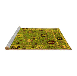 Sideview of Machine Washable Oriental Yellow Industrial Rug, wshurb2836yw