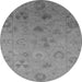 Round Machine Washable Oriental Gray Industrial Rug, wshurb2837gry