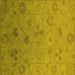 Square Machine Washable Oriental Yellow Industrial Rug, wshurb2837yw