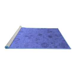 Sideview of Machine Washable Oriental Blue Industrial Rug, wshurb2837blu