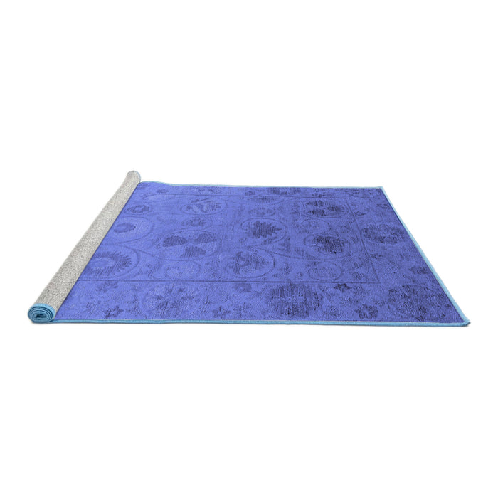 Sideview of Machine Washable Oriental Blue Industrial Rug, wshurb2837blu