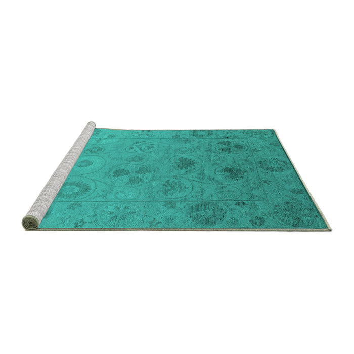 Sideview of Machine Washable Oriental Turquoise Industrial Area Rugs, wshurb2837turq
