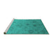 Sideview of Machine Washable Oriental Turquoise Industrial Area Rugs, wshurb2837turq