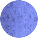 Round Oriental Blue Industrial Rug, urb2837blu