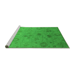 Sideview of Machine Washable Oriental Green Industrial Area Rugs, wshurb2837grn