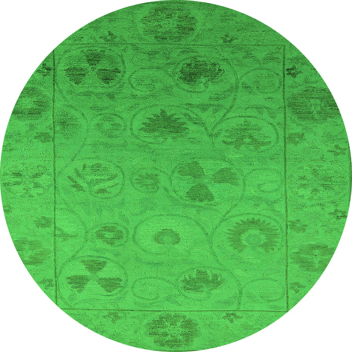 Round Oriental Green Industrial Rug, urb2837grn