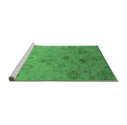 Sideview of Machine Washable Oriental Emerald Green Industrial Area Rugs, wshurb2837emgrn