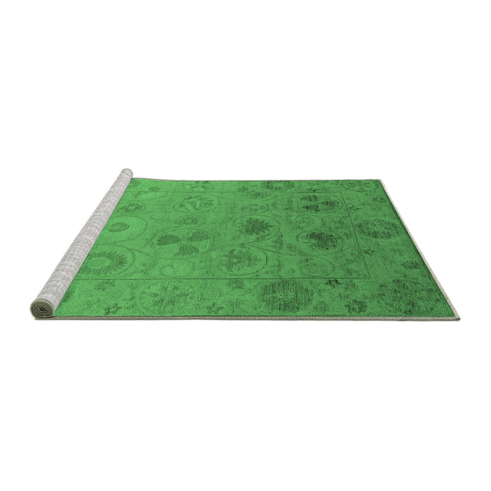 Sideview of Machine Washable Oriental Emerald Green Industrial Area Rugs, wshurb2837emgrn
