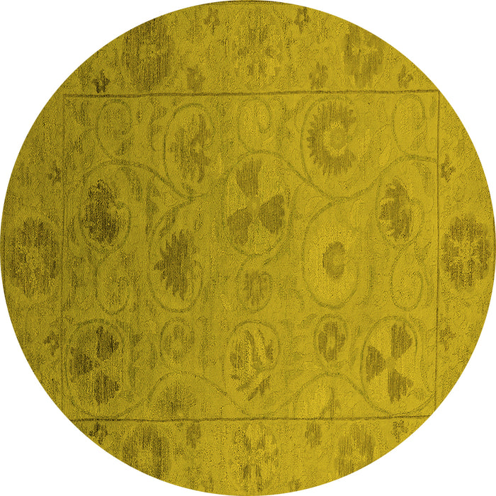 Round Oriental Yellow Industrial Rug, urb2837yw