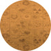 Round Machine Washable Oriental Orange Industrial Area Rugs, wshurb2837org