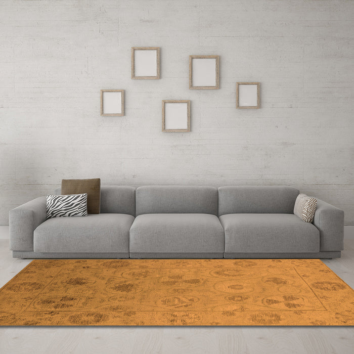 Machine Washable Oriental Orange Industrial Area Rugs in a Living Room, wshurb2837org