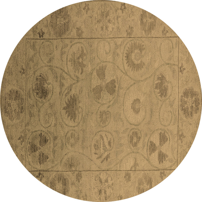 Round Oriental Brown Industrial Rug, urb2837brn