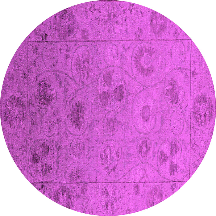 Round Machine Washable Oriental Pink Industrial Rug, wshurb2837pnk