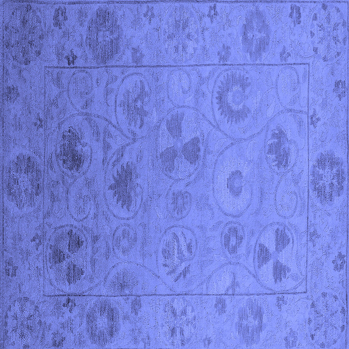 Square Machine Washable Oriental Blue Industrial Rug, wshurb2837blu