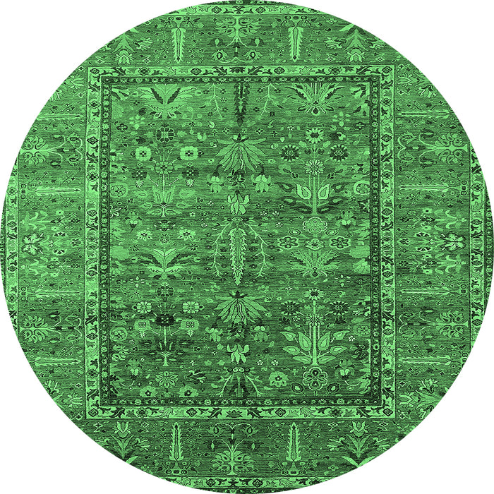 Round Oriental Emerald Green Industrial Rug, urb2838emgrn