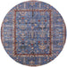 Round Mid-Century Modern Plum Purple Oriental Rug, urb2838