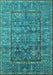 Machine Washable Oriental Turquoise Industrial Area Rugs, wshurb2838turq