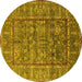 Round Oriental Yellow Industrial Rug, urb2838yw