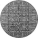 Round Machine Washable Oriental Gray Industrial Rug, wshurb2838gry