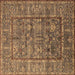 Square Machine Washable Oriental Brown Industrial Rug, wshurb2838brn