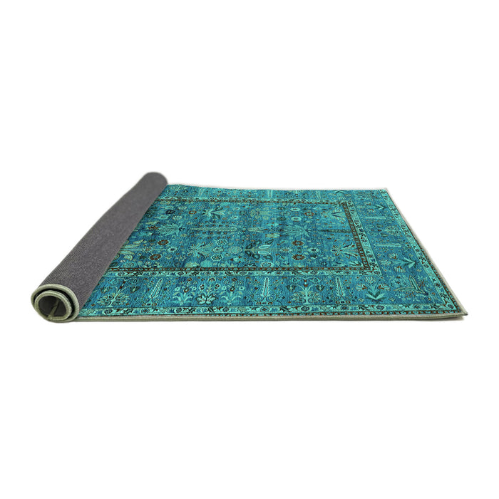 Sideview of Oriental Turquoise Industrial Rug, urb2838turq