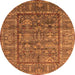 Round Oriental Orange Industrial Rug, urb2838org