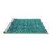 Sideview of Machine Washable Oriental Turquoise Industrial Area Rugs, wshurb2838turq