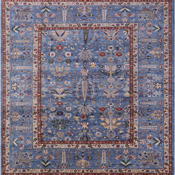 Square Mid-Century Modern Plum Purple Oriental Rug, urb2838