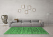 Machine Washable Oriental Emerald Green Industrial Area Rugs in a Living Room,, wshurb2838emgrn