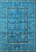 Machine Washable Oriental Light Blue Industrial Rug, wshurb2838lblu