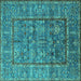 Square Oriental Turquoise Industrial Rug, urb2838turq