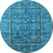 Round Oriental Light Blue Industrial Rug, urb2838lblu