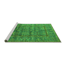 Sideview of Machine Washable Oriental Green Industrial Area Rugs, wshurb2838grn