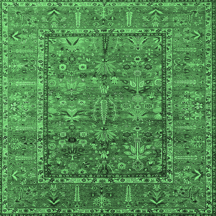 Square Oriental Emerald Green Industrial Rug, urb2838emgrn