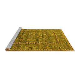 Sideview of Machine Washable Oriental Yellow Industrial Rug, wshurb2838yw